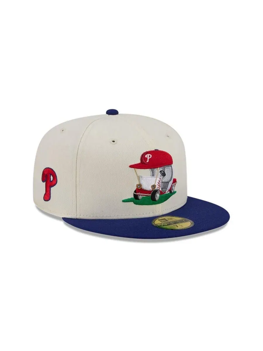 Мужская кепка Philadelphia Phillies 59FIFTY кремового/королевского цвета с подходящей по размеру — изображение 1 из 5