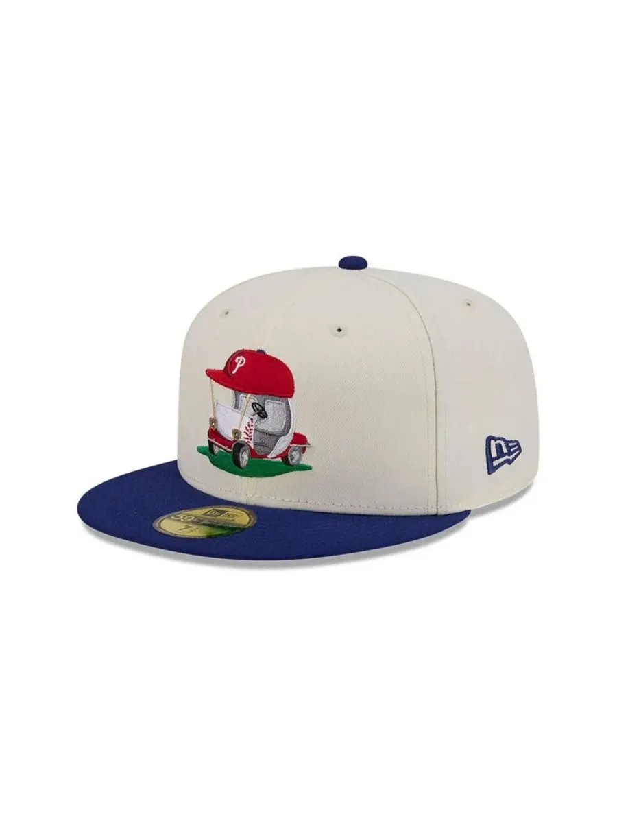 Мужская кепка Philadelphia Phillies 59FIFTY кремового/королевского цвета с подходящей по размеру — изображение 3 из 5