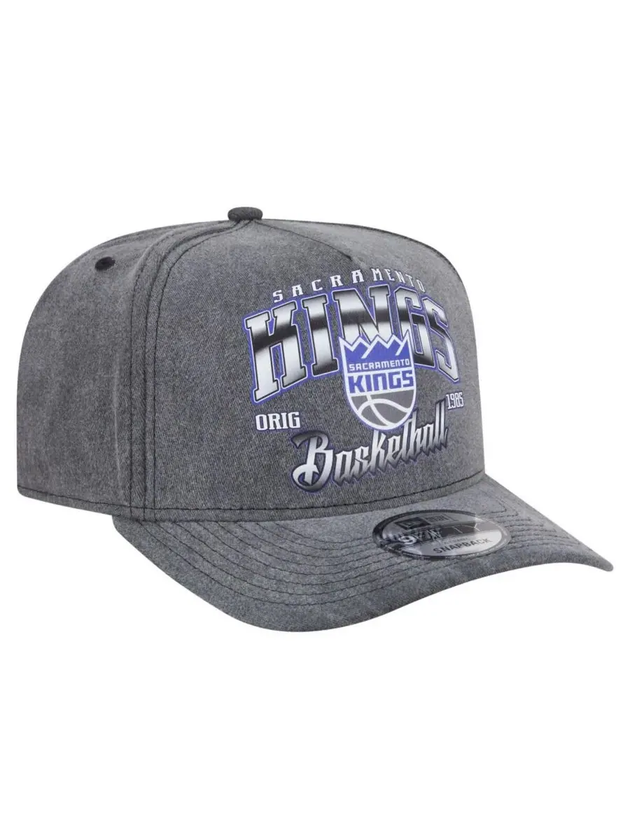 New Era Мужская бейсболка Sacramento Kings Throwback Washed Pre-Curved 9FIFTY Snapback угольного — изображение 3 из 4