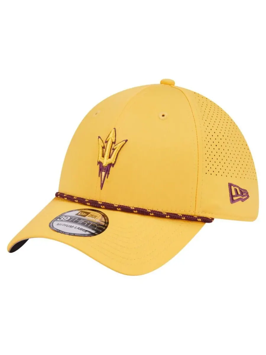 Мужская золотая кепка Arizona State Sun Devils Rope 39THIRTY Flex Hat New Era — изображение 1 из 5, золото