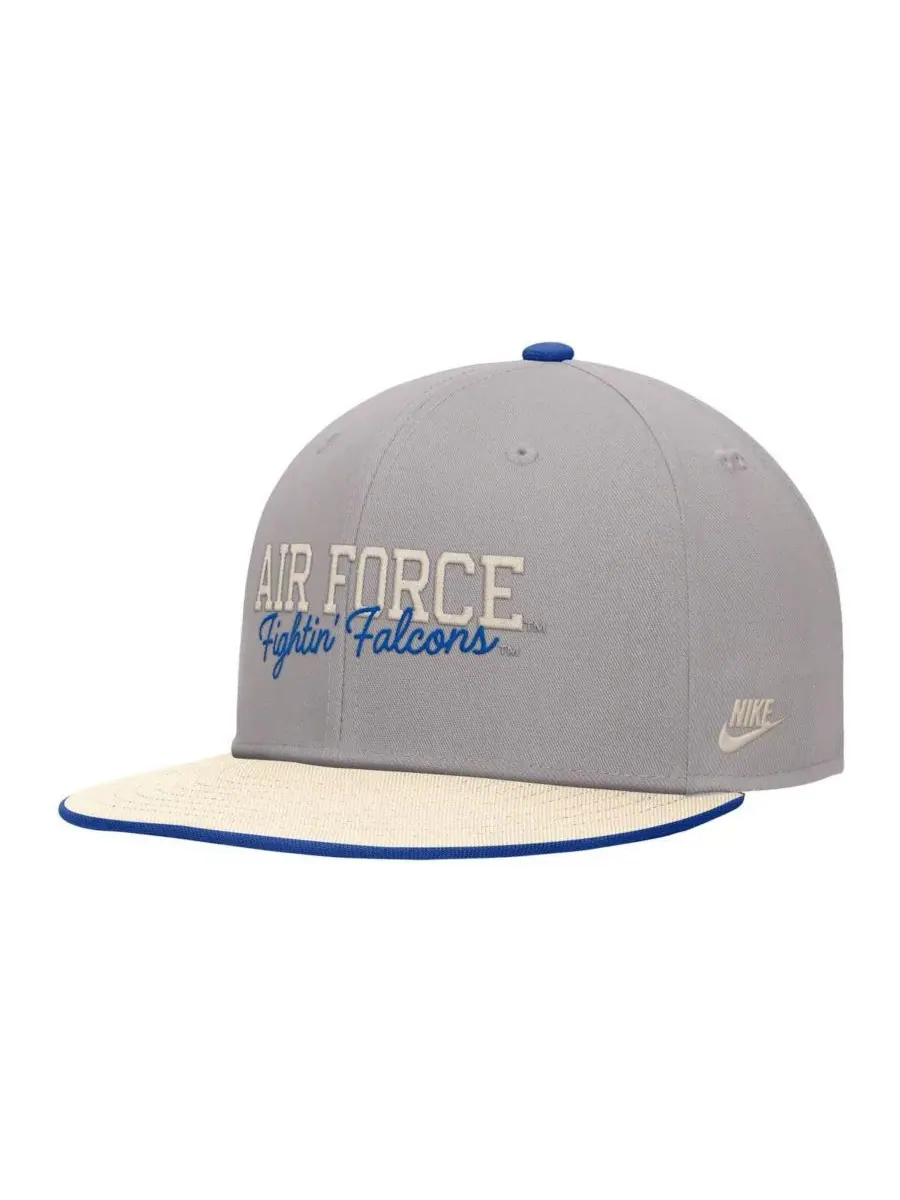 Nike Мужская серая кепка Air Force Falcons Vintage Script Pro Dri-FIT Snapback — изображение 1 из 2, серый
