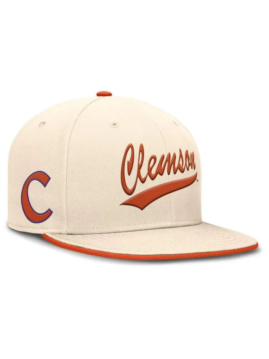 Мужская бейсболка Natural Clemson Tigers Primetime True Performance Fitted Hat Nike — изображение 1 из 5, прозрачный