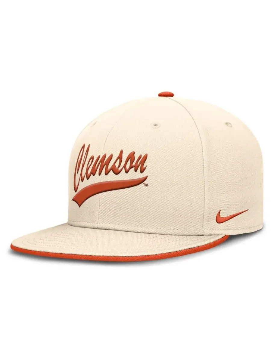 Мужская бейсболка Natural Clemson Tigers Primetime True Performance Fitted Hat Nike — изображение 3 из 5, прозрачный