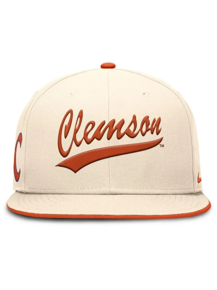 Мужская бейсболка Natural Clemson Tigers Primetime True Performance Fitted Hat Nike — изображение 5 из 5, прозрачный