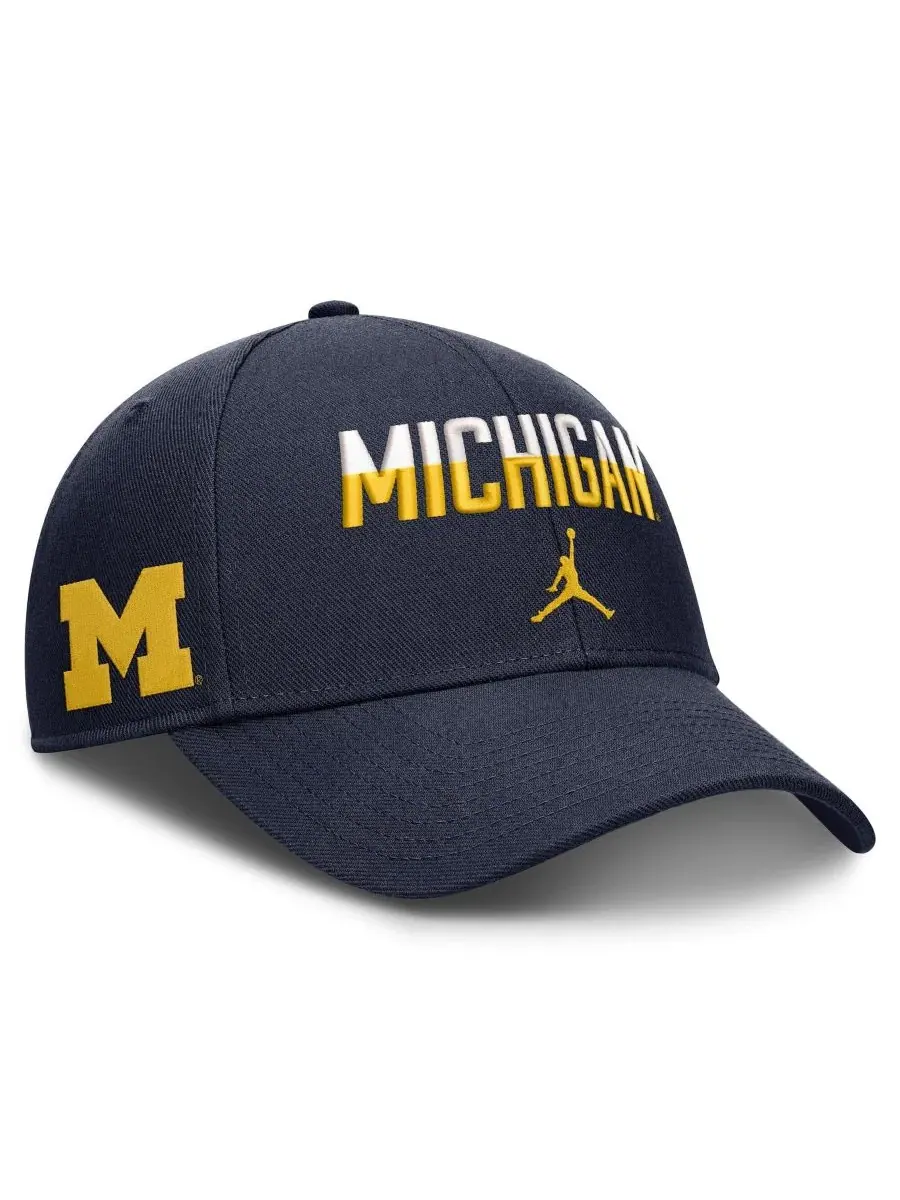 Кепка с вышивкой Michigan Wolverines Jordan — изображение 1 из 4, темно-синий