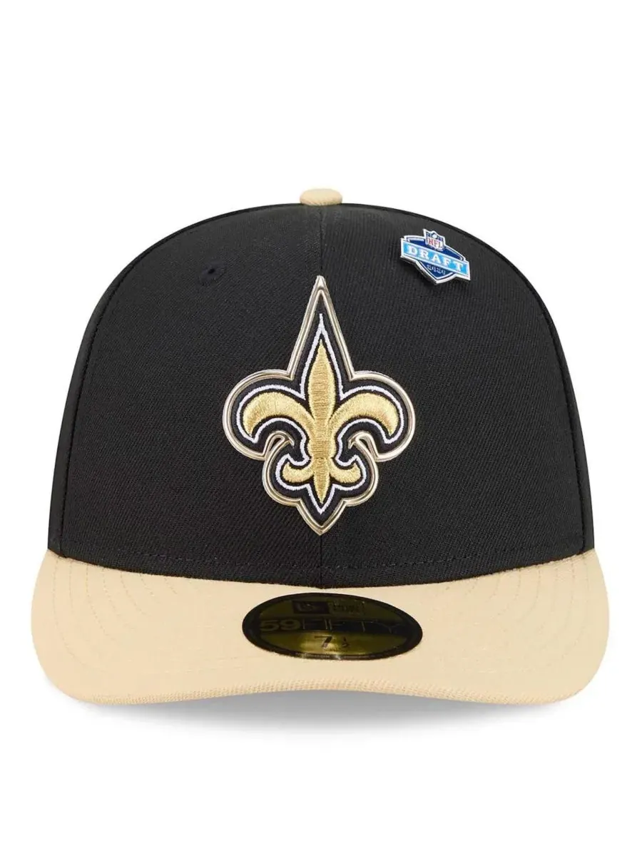 Кепка с высокой тульей New Era New Orleans Saints 2026 NFL Draft Pre-Curved 59FIFTY — изображение 2 из 5, черный золотистый