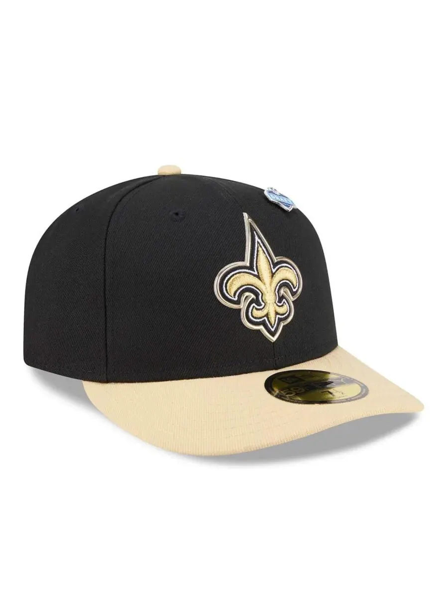 Кепка с высокой тульей New Era New Orleans Saints 2026 NFL Draft Pre-Curved 59FIFTY — изображение 3 из 5, черный золотистый