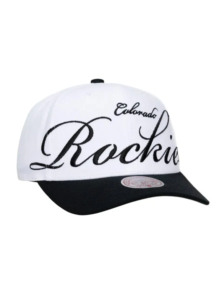 Кепка с вышивкой XL Script Pro Crown Mitchell & Ness — изображение 1 из 5, белый черный