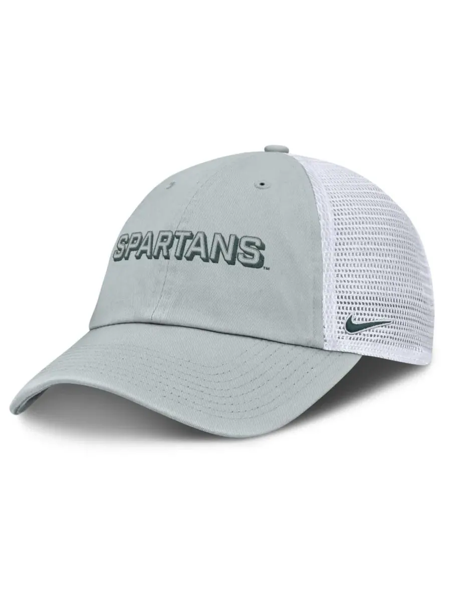 Бейсболка Nike с вышивкой Michigan State Spartans — изображение 1 из 4, серый белый