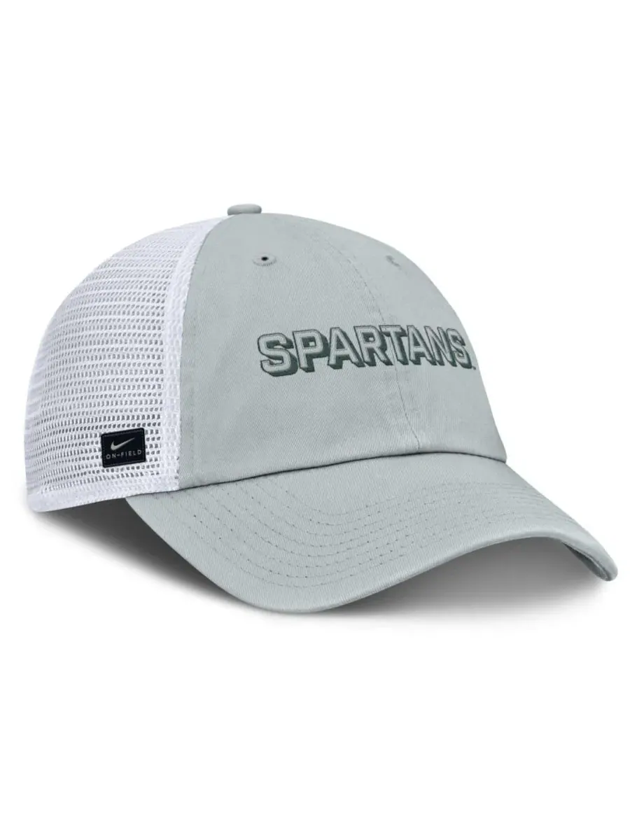 Бейсболка Nike с вышивкой Michigan State Spartans — изображение 3 из 4, серый белый