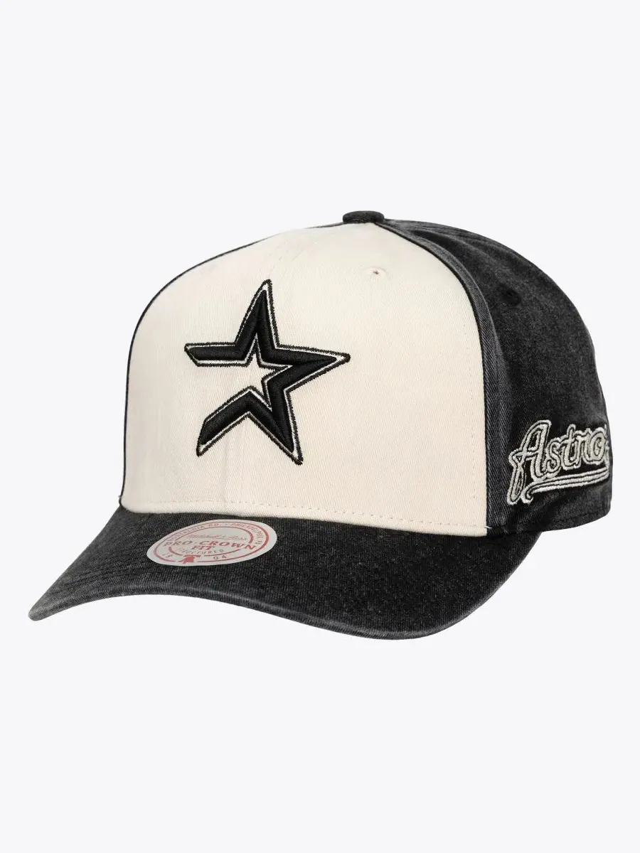 Кепка с высокой тульей Houston Astros Snow Block Pro Crown Mitchell & Ness — изображение 1 из 3, кремовый черный