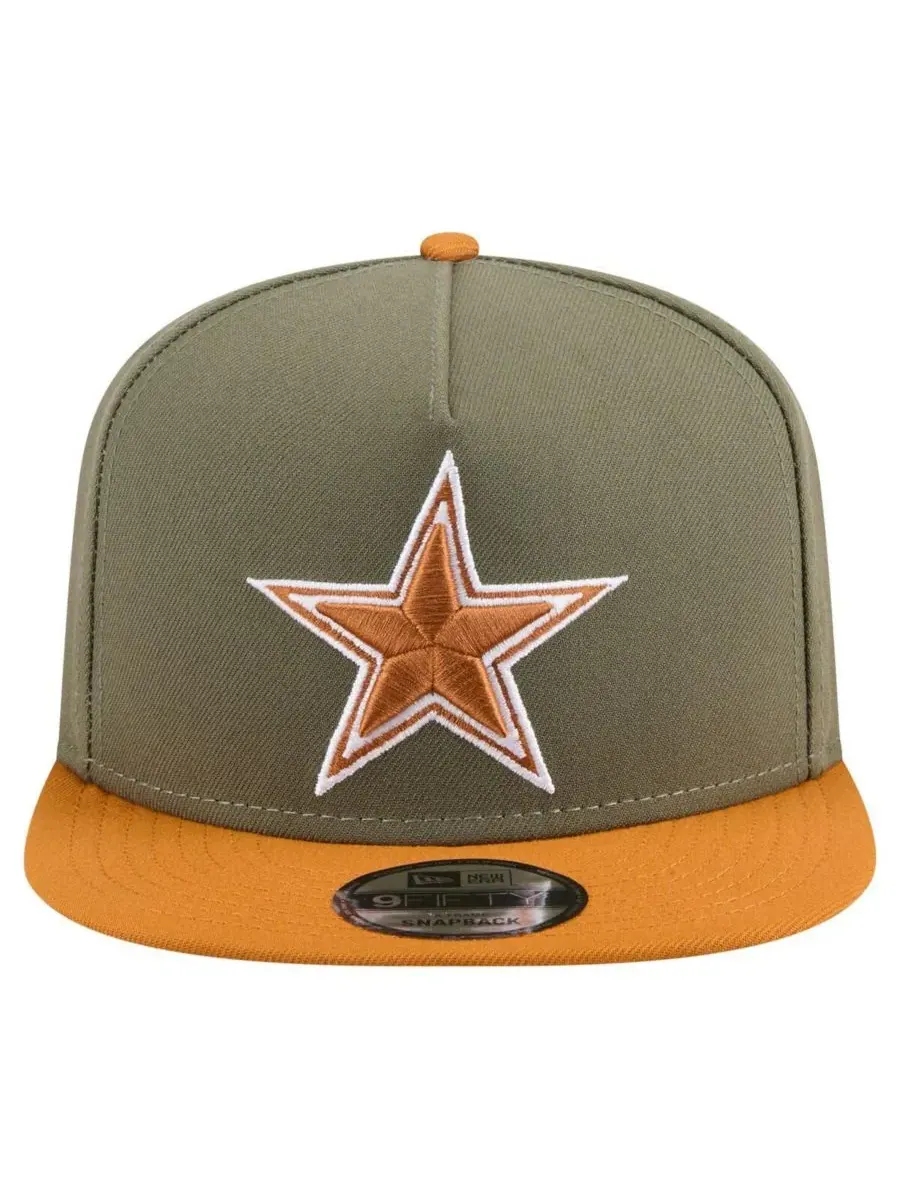 New Era Мужская кепка-бейсболка Dallas Cowboys Two-Tone A-Frame 9FIFTY оливково-коричневого цвета с — изображение 4 из 4
