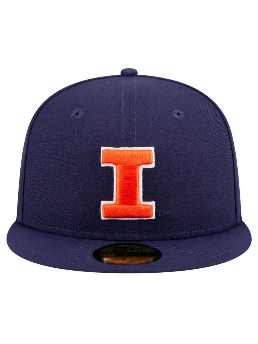 New Era Мужская темно-синяя бейсболка Illinois Fighting Illini 59FIFTY — изображение 2 из 4, темно-синий