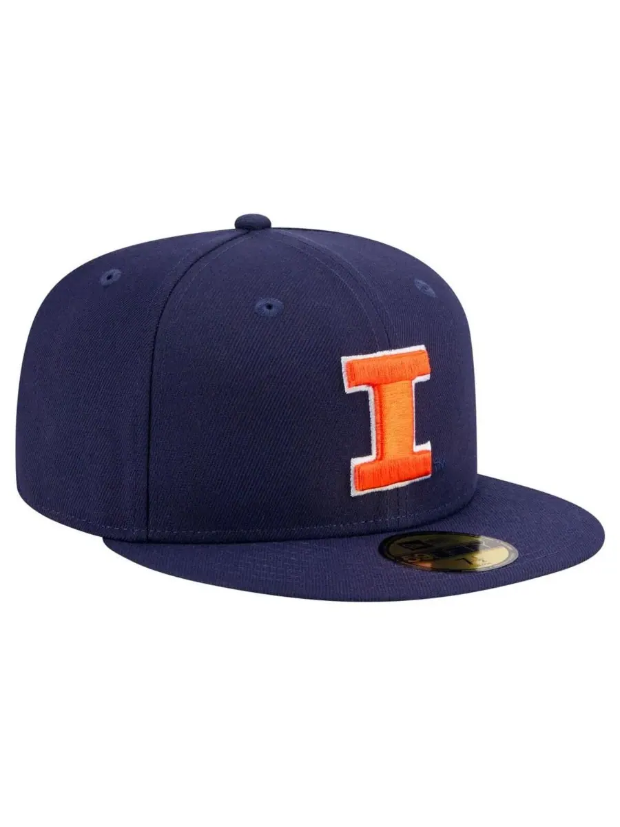New Era Мужская темно-синяя бейсболка Illinois Fighting Illini 59FIFTY — изображение 3 из 4, темно-синий