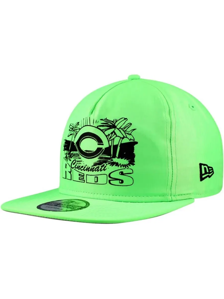 New Era Мужская зеленая неоновая кепка-бейсболка с логотипом Cincinnati Reds — изображение 1 из 4, зеленый