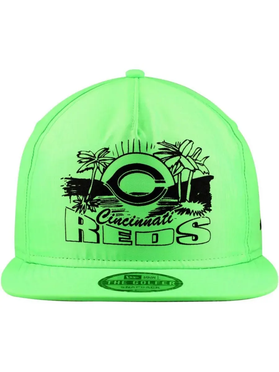 New Era Мужская зеленая неоновая кепка-бейсболка с логотипом Cincinnati Reds — изображение 2 из 4, зеленый