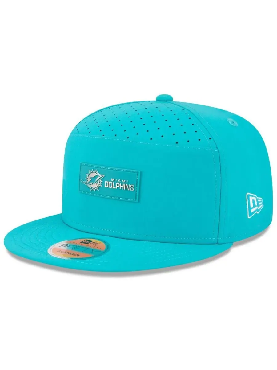Мужская кепка Aqua Miami Dolphins 2025 Sideline Split Panel 9FIFTY Snapback New Era — изображение 1 из 5, голубой