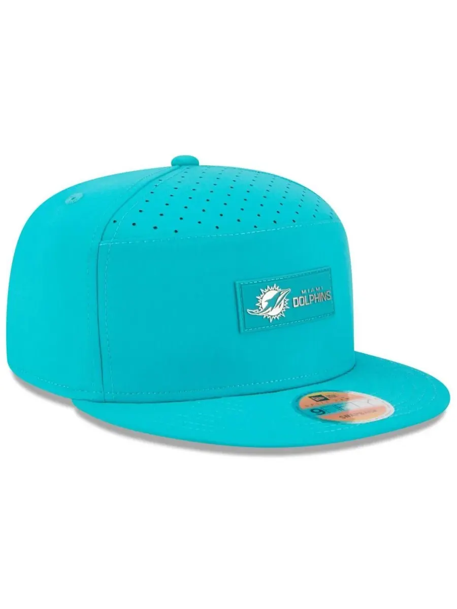 Мужская кепка Aqua Miami Dolphins 2025 Sideline Split Panel 9FIFTY Snapback New Era — изображение 4 из 5, голубой