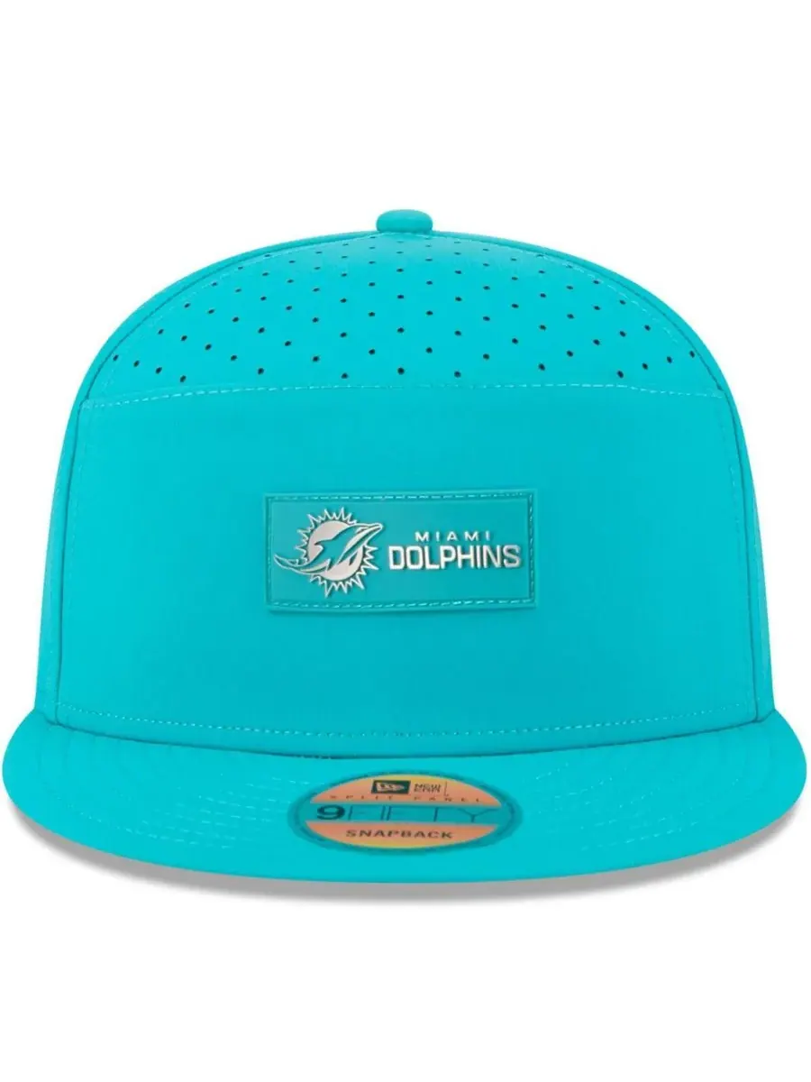 Мужская кепка Aqua Miami Dolphins 2025 Sideline Split Panel 9FIFTY Snapback New Era — изображение 5 из 5, голубой
