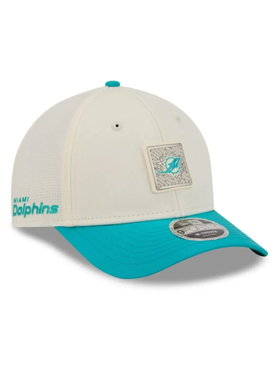 Кепка с принтом Miami Dolphins 2026 NFL Training Camp 9FORTY Adjustable Hat New Era — изображение 1 из 4, кремовый голубой