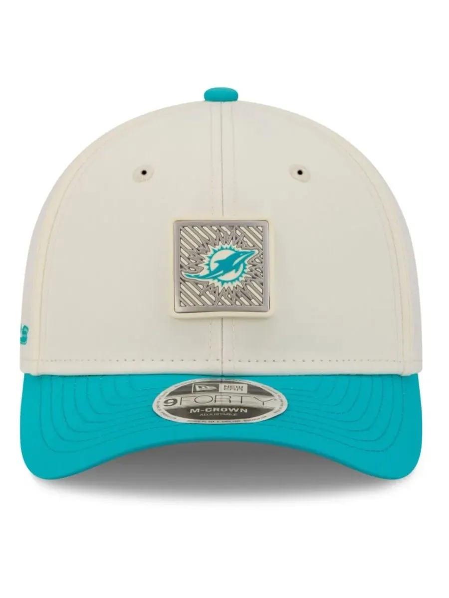 Кепка с принтом Miami Dolphins 2026 NFL Training Camp 9FORTY Adjustable Hat New Era — изображение 2 из 4, кремовый голубой