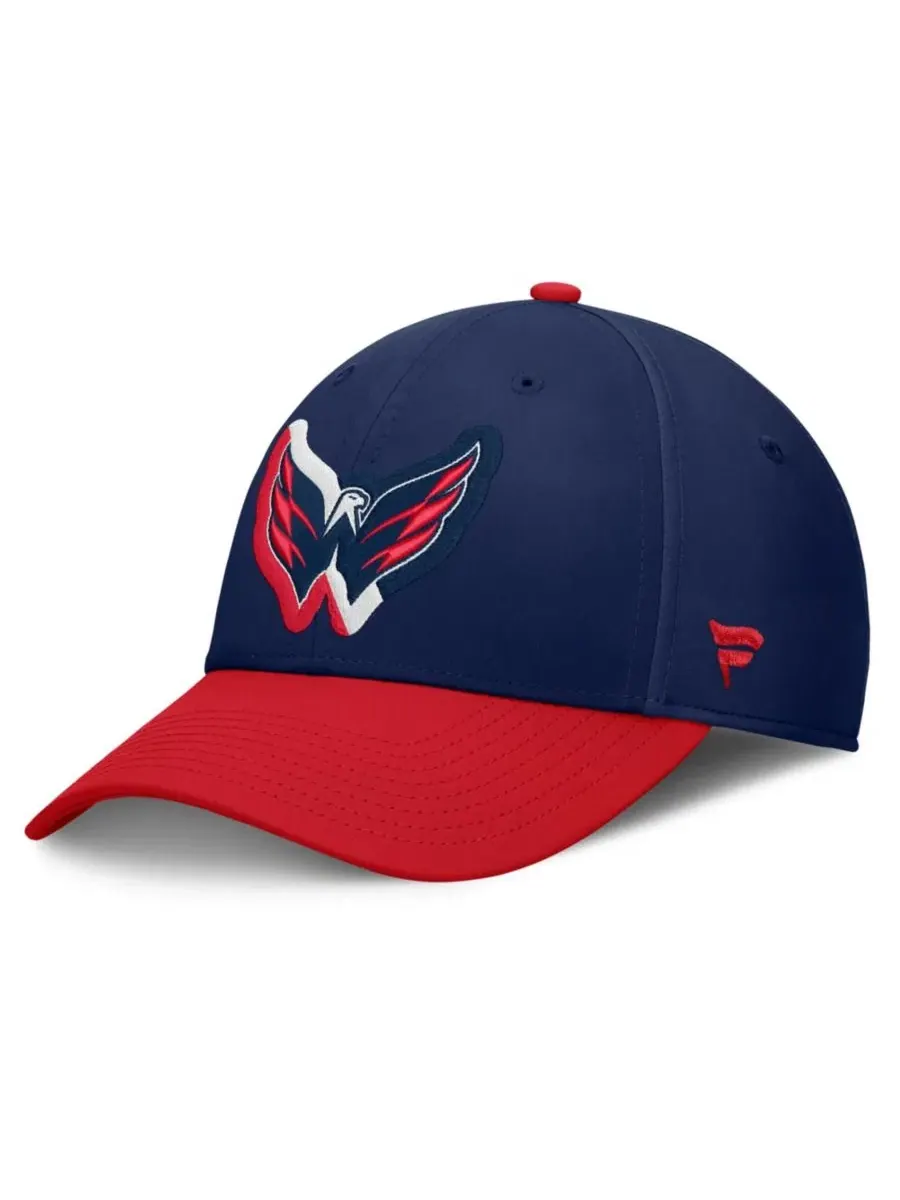 Бейсболка с вышивкой Washington Capitals Flex Fit Hat Fanatics — изображение 1 из 5, темно-синий красный