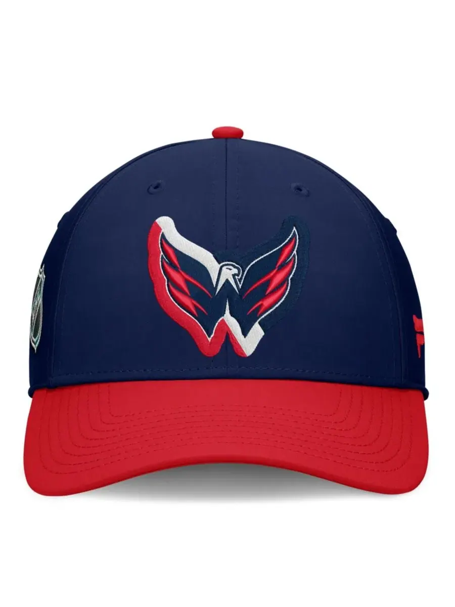 Бейсболка с вышивкой Washington Capitals Flex Fit Hat Fanatics — изображение 2 из 5, темно-синий красный