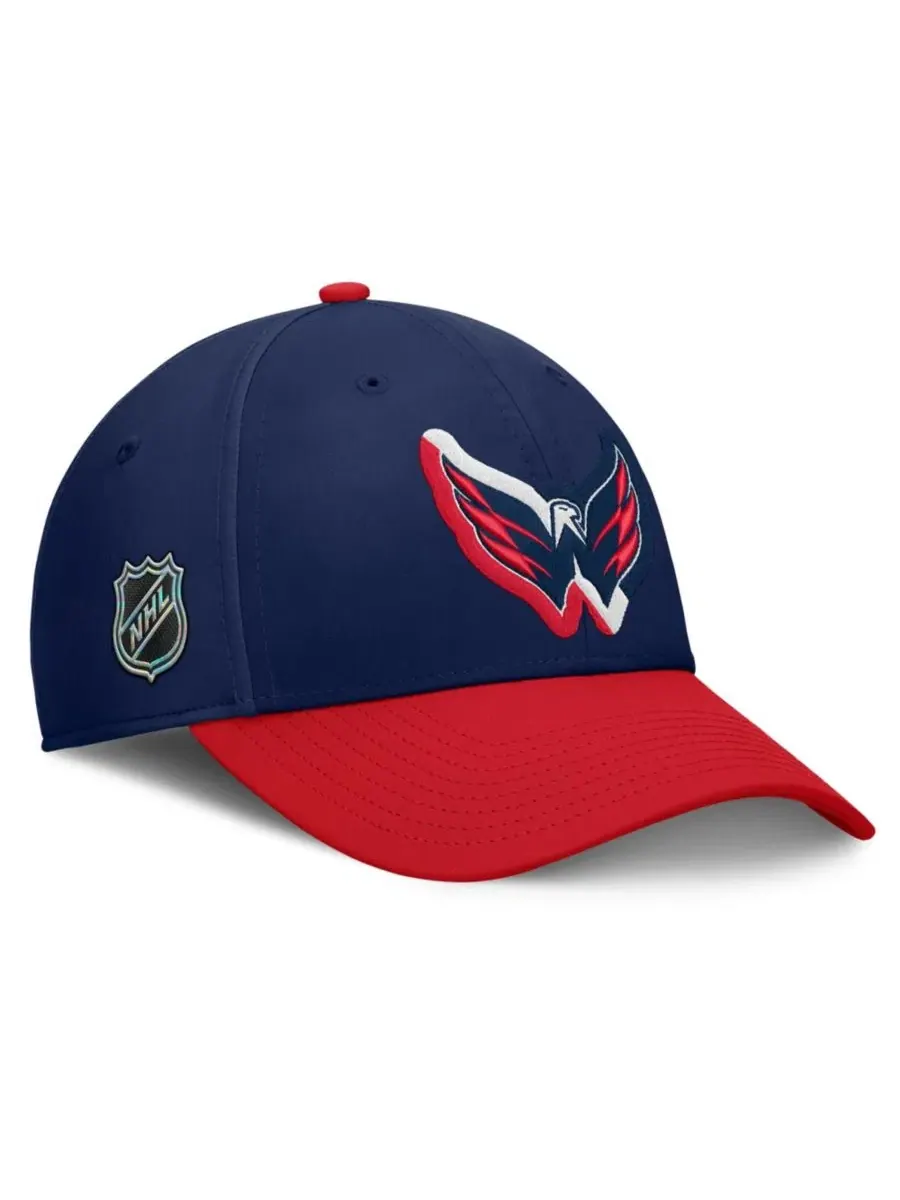 Бейсболка с вышивкой Washington Capitals Flex Fit Hat Fanatics — изображение 3 из 5, темно-синий красный
