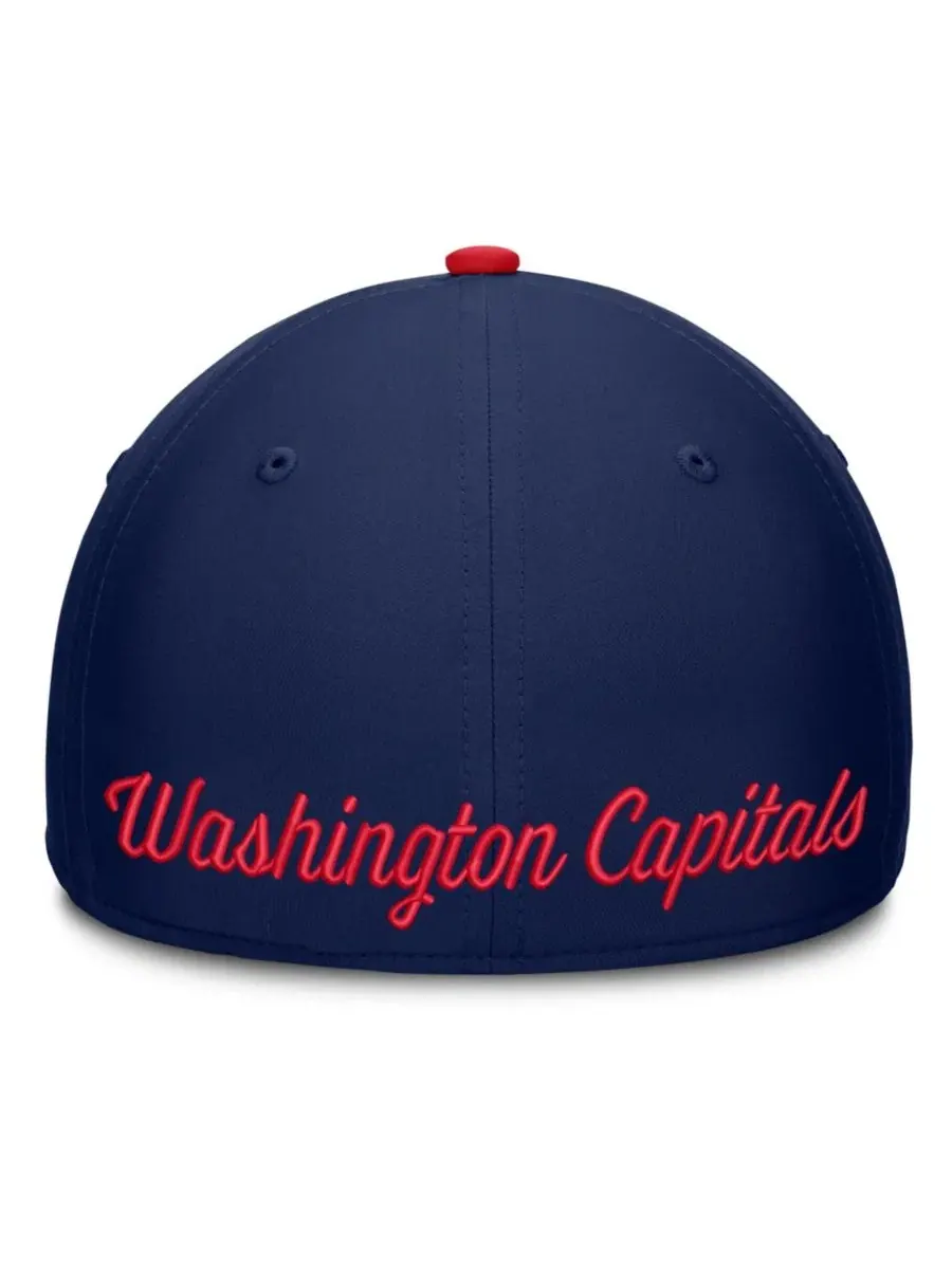 Бейсболка с вышивкой Washington Capitals Flex Fit Hat Fanatics — изображение 4 из 5, темно-синий красный
