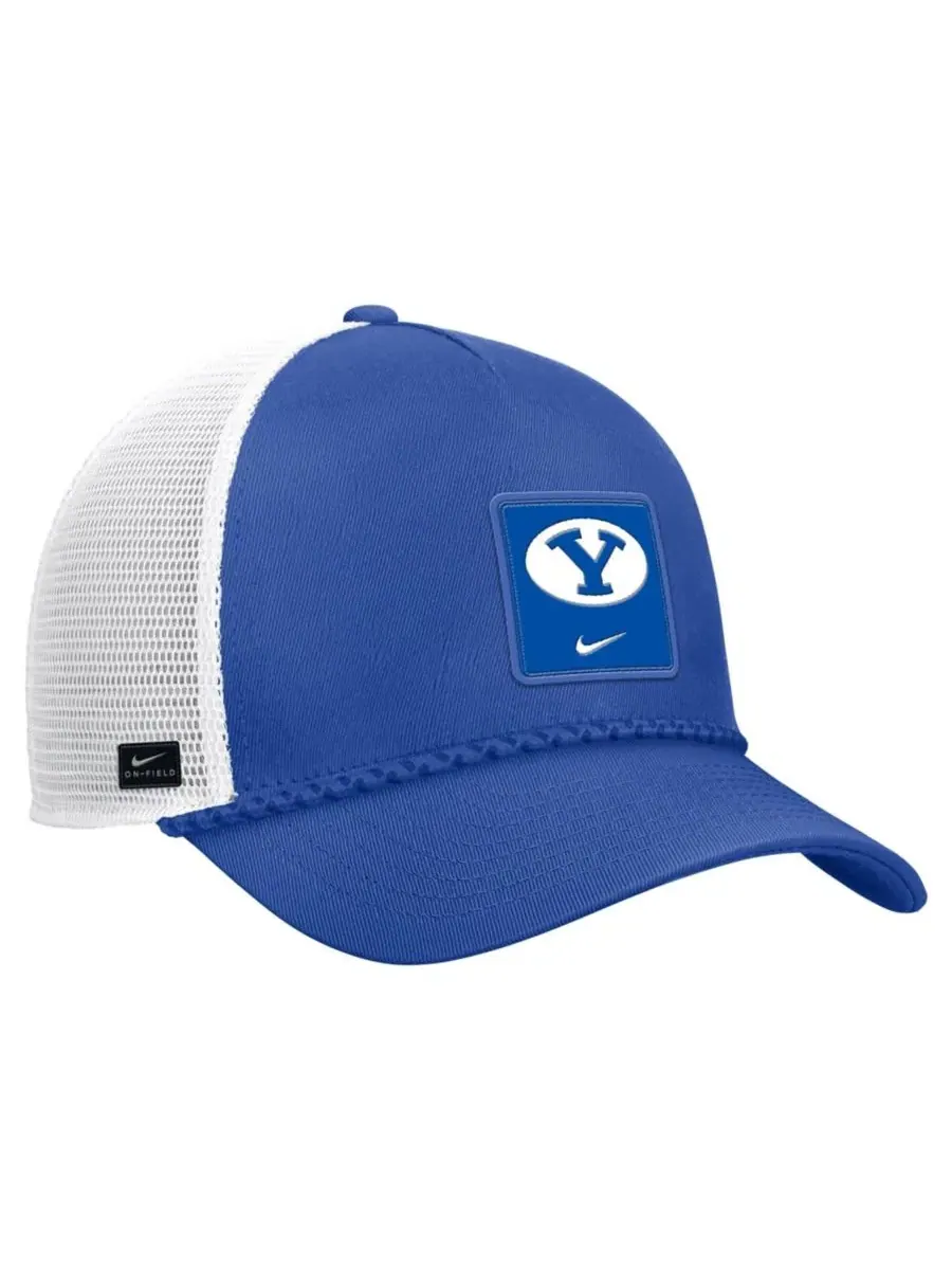 Бейсболка Nike BYU Cougars 2026 On-Field Rope Adjustable Trucker — изображение 1 из 3, королевский