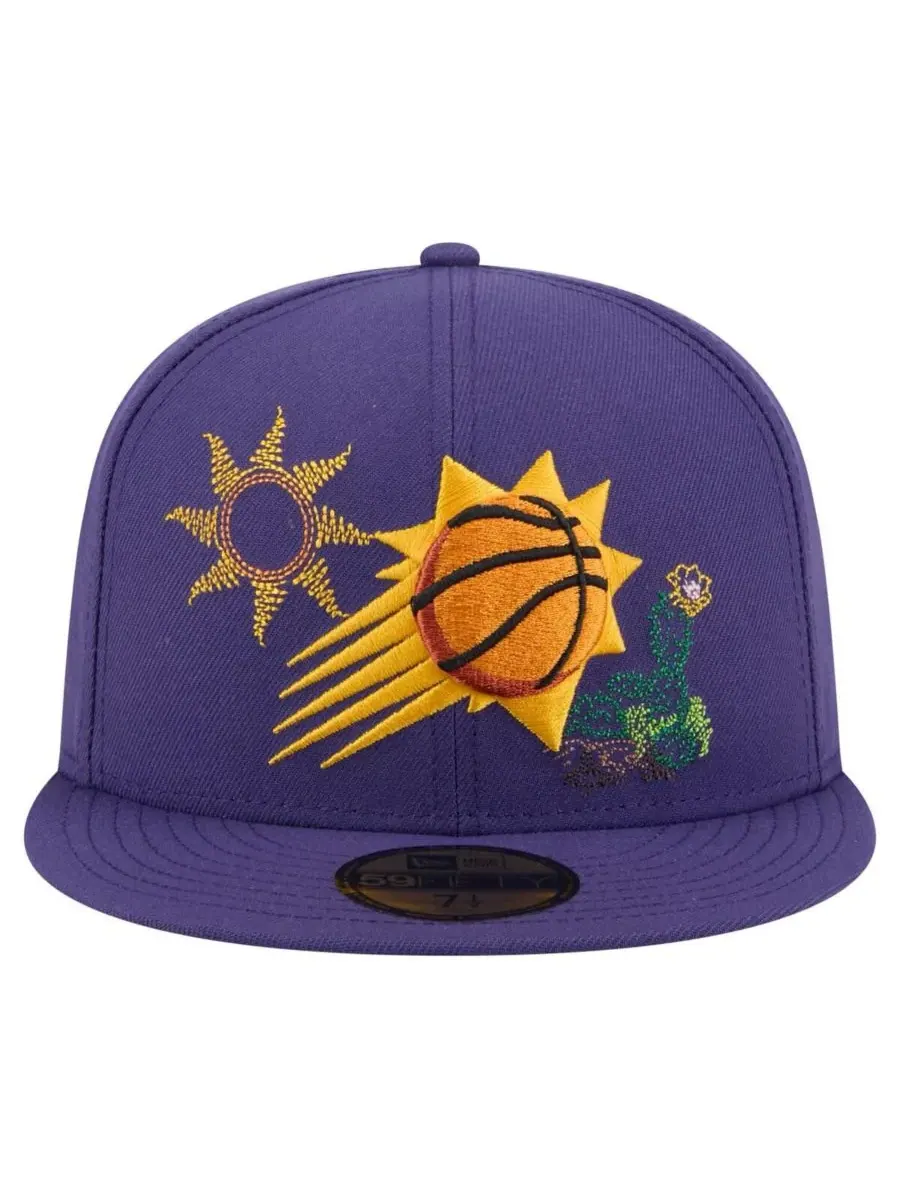New Era Мужская фиолетовая кепка Phoenix Suns State Stitch 59FIFTY — изображение 2 из 4, фиолетовый