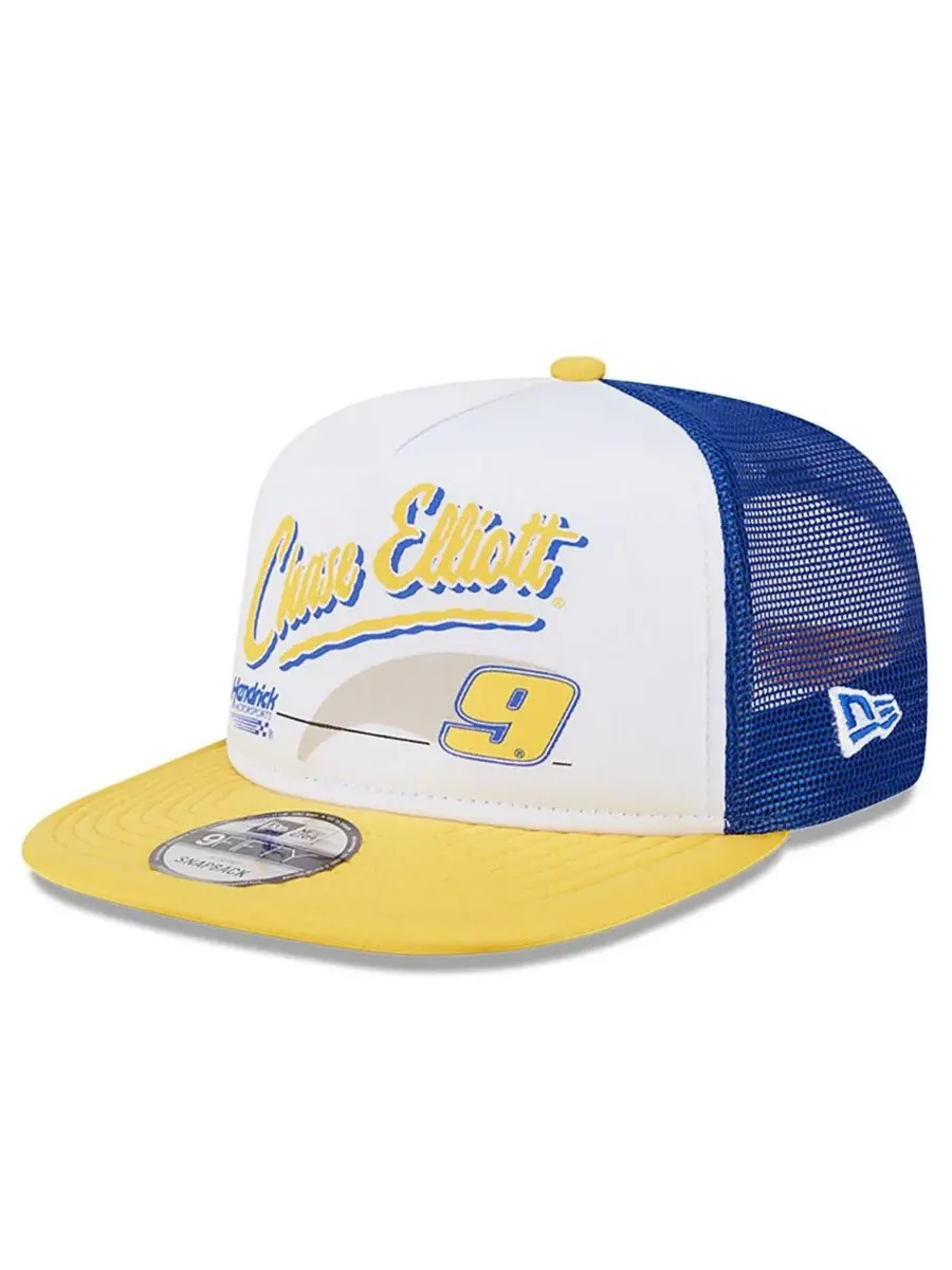 New Era Мужская синяя кепка Chase Elliott 9FIFTY A-Frame Retro Script Snapback — изображение 1 из 5, синий