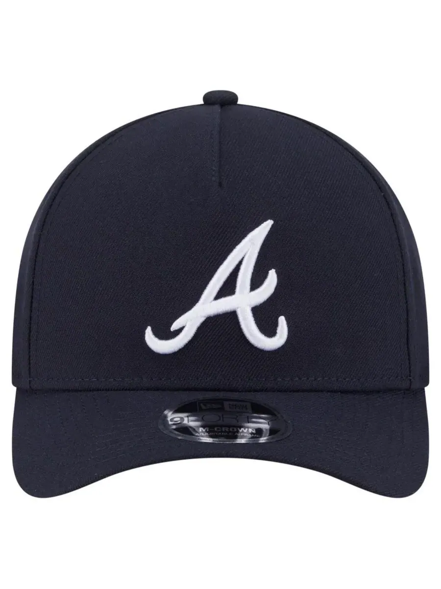 New Era Мужская темно-синяя регулируемая бейсболка Atlanta Braves 9FORTY с завышенной талией и — изображение 2 из 4