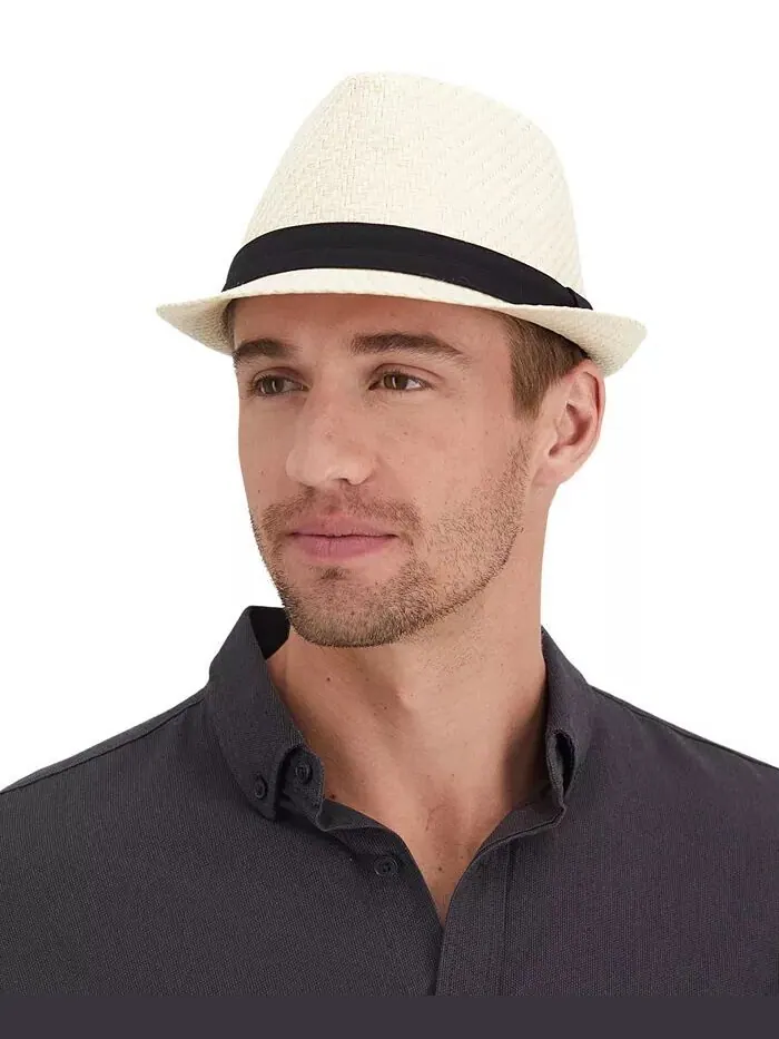 Мужская классическая соломенная хлопковая лента с плоскими полями Fedora Levi'S — изображение 2 из 2, прозрачный