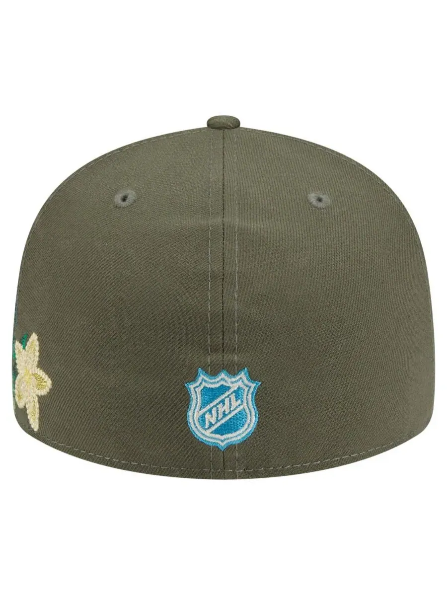 New Era Мужская кепка 59FIFTY оливкового цвета с цветочным принтом в тон, с символикой Los Angeles — изображение 3 из 4