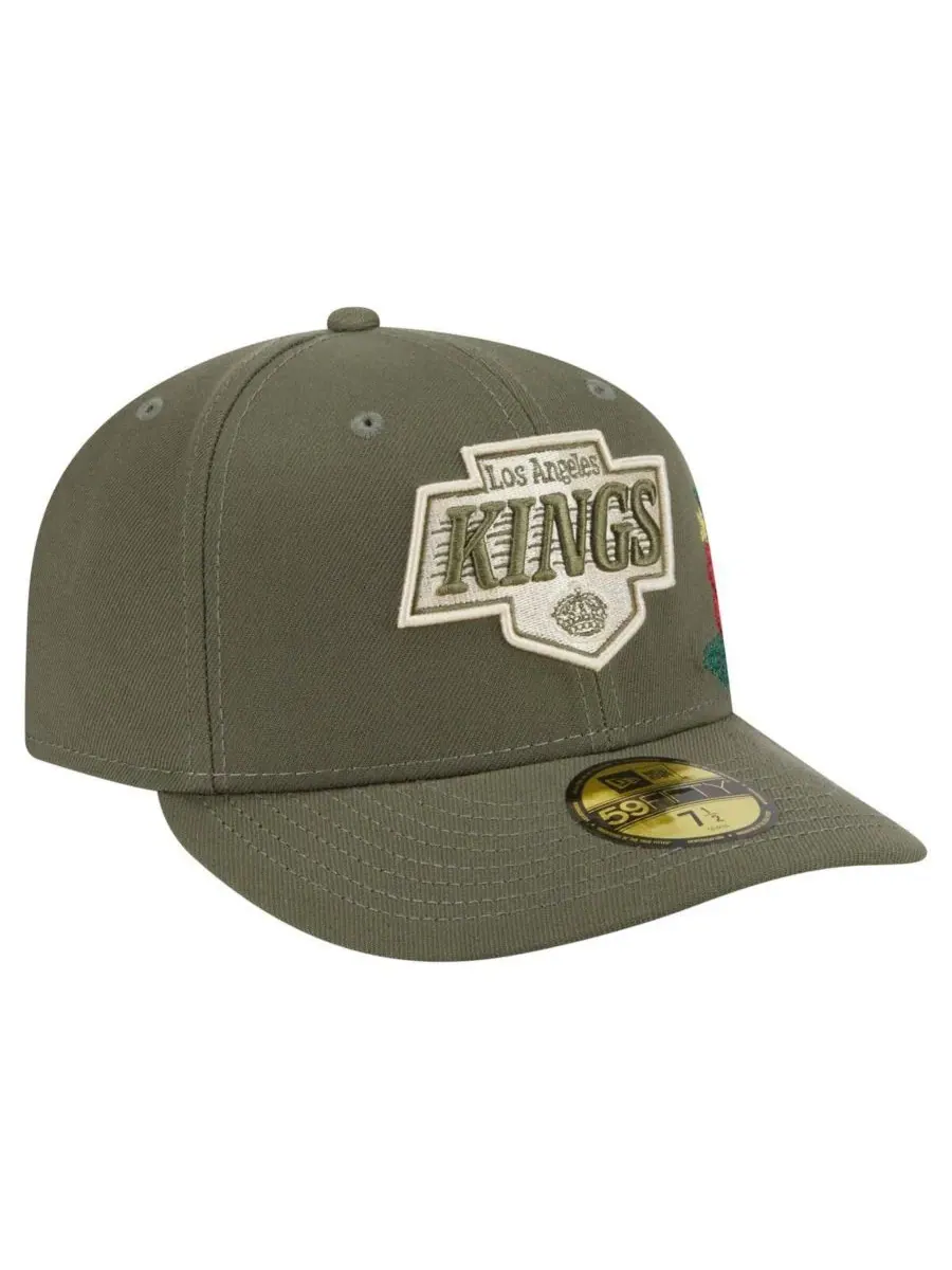 New Era Мужская кепка 59FIFTY оливкового цвета с цветочным принтом в тон, с символикой Los Angeles — изображение 4 из 4