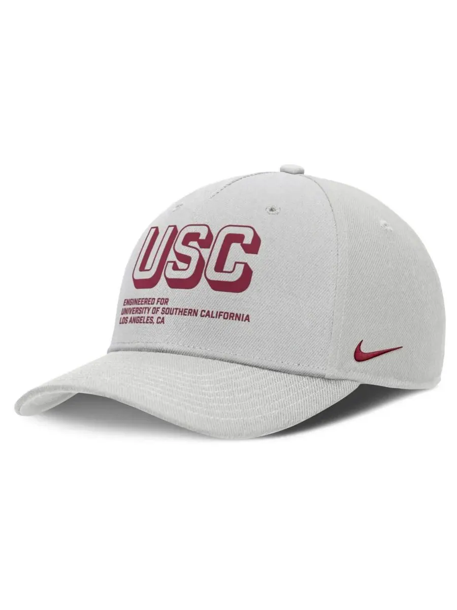 Nike Мужская серая бейсболка USC Trojans 2025 Sideline Dust с регулируемой высотой и зауженным — изображение 1 из 4, серый