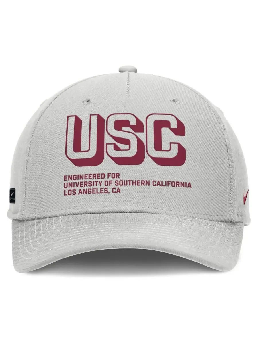 Nike Мужская серая бейсболка USC Trojans 2025 Sideline Dust с регулируемой высотой и зауженным — изображение 2 из 4, серый