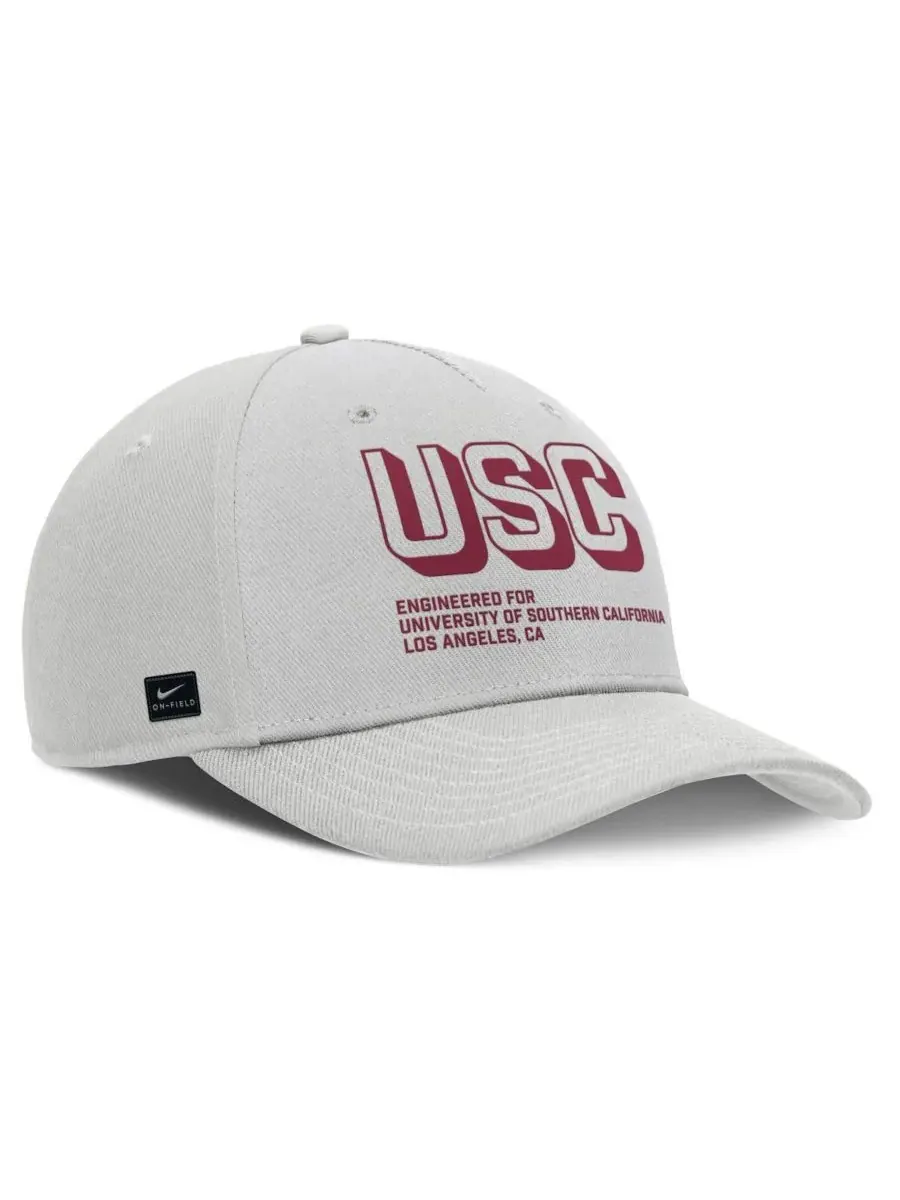 Nike Мужская серая бейсболка USC Trojans 2025 Sideline Dust с регулируемой высотой и зауженным — изображение 3 из 4, серый