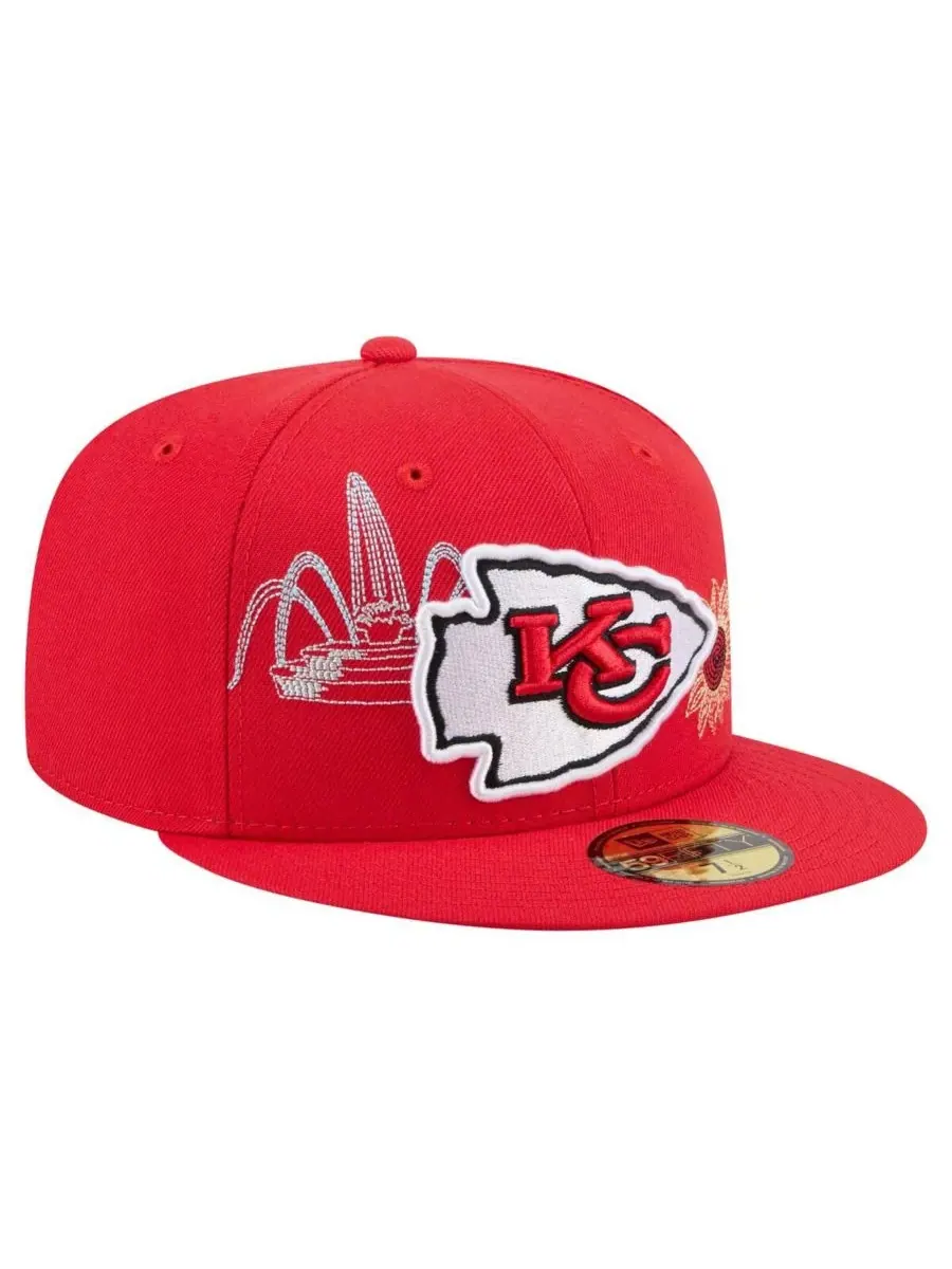 New Era Мужская красная бейсболка Kansas City Chiefs State Stitch 59FIFTY — изображение 3 из 4, красный