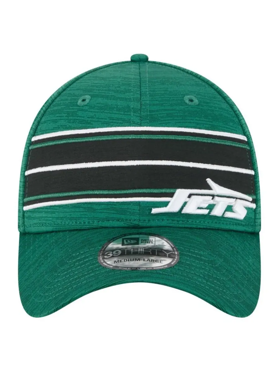 New Era Мужская зеленая кепка New York Jets Stripes 39THIRTY Flex Hat — изображение 2 из 4, зеленый