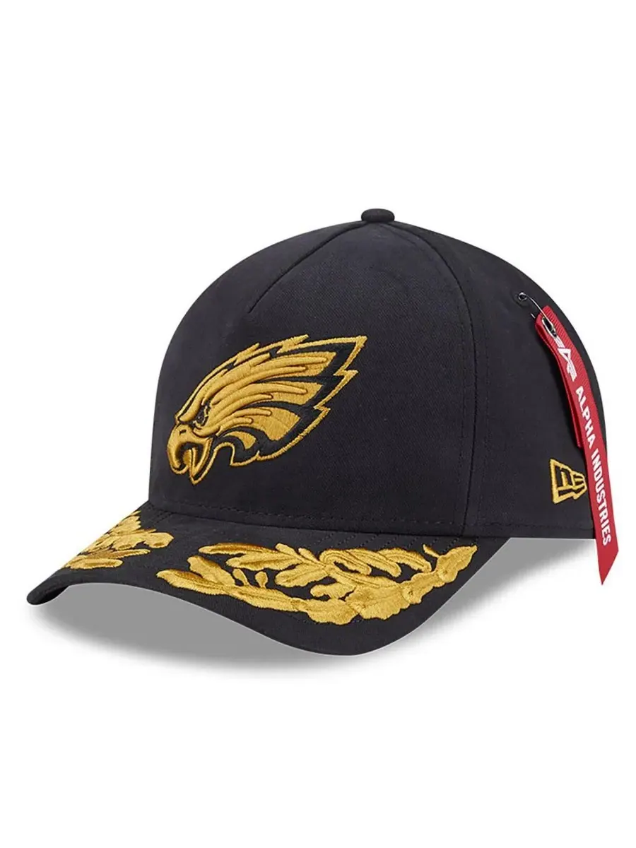 New Era Мужская черная регулируемая кепка Alpha Industries Philadelphia Eagles A-Frame 9FORTY — изображение 1 из 4, черный