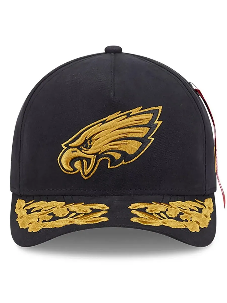 New Era Мужская черная регулируемая кепка Alpha Industries Philadelphia Eagles A-Frame 9FORTY — изображение 4 из 4, черный