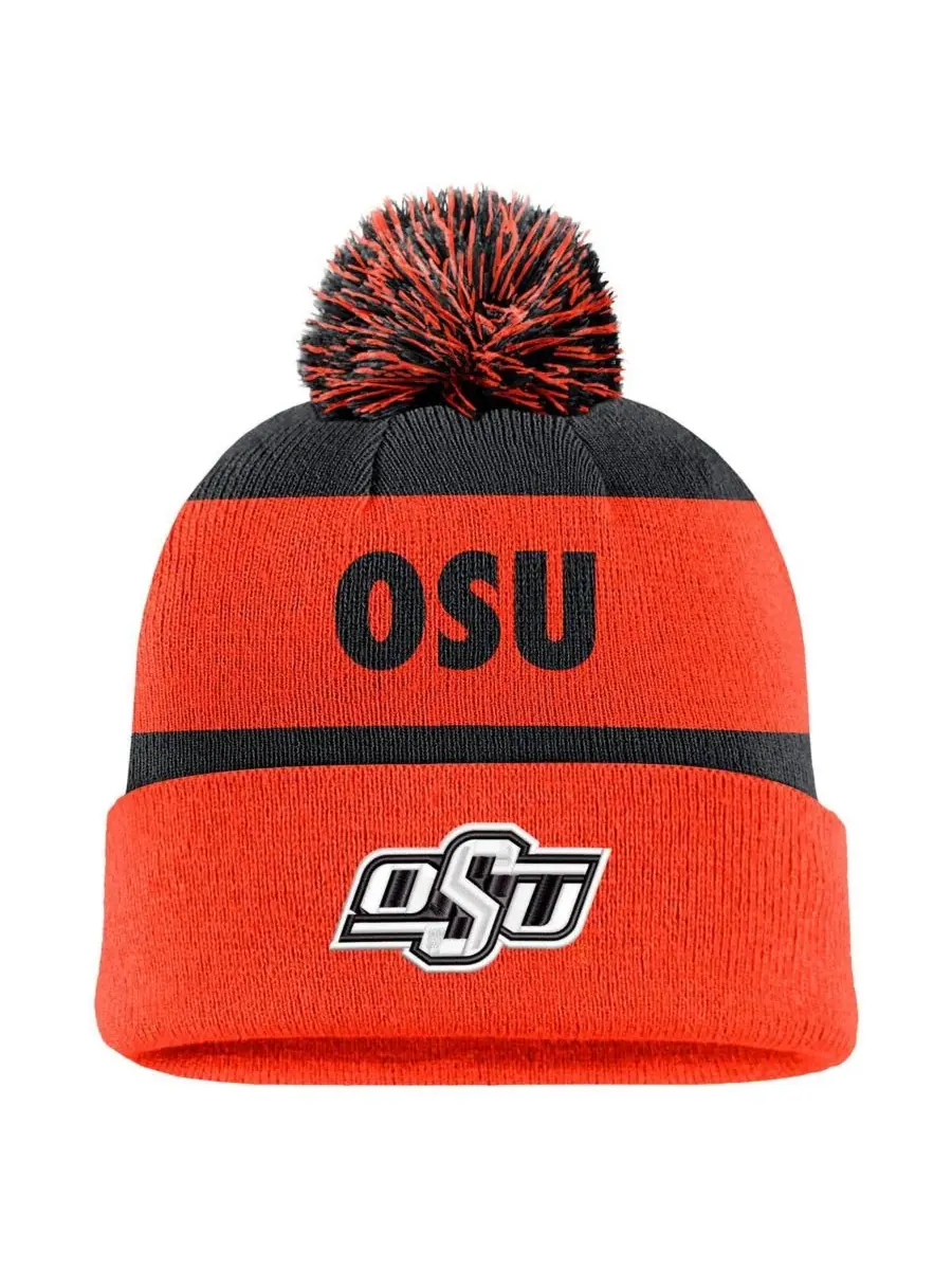 Nike Мужская вязаная шапка Oklahoma State Cowboys в сине-оранжевую расцветку с полосками и — изображение 1 из 2