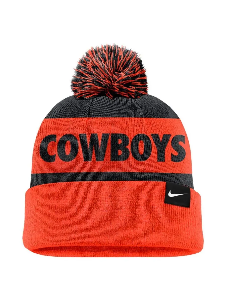 Nike Мужская вязаная шапка Oklahoma State Cowboys в сине-оранжевую расцветку с полосками и — изображение 2 из 2