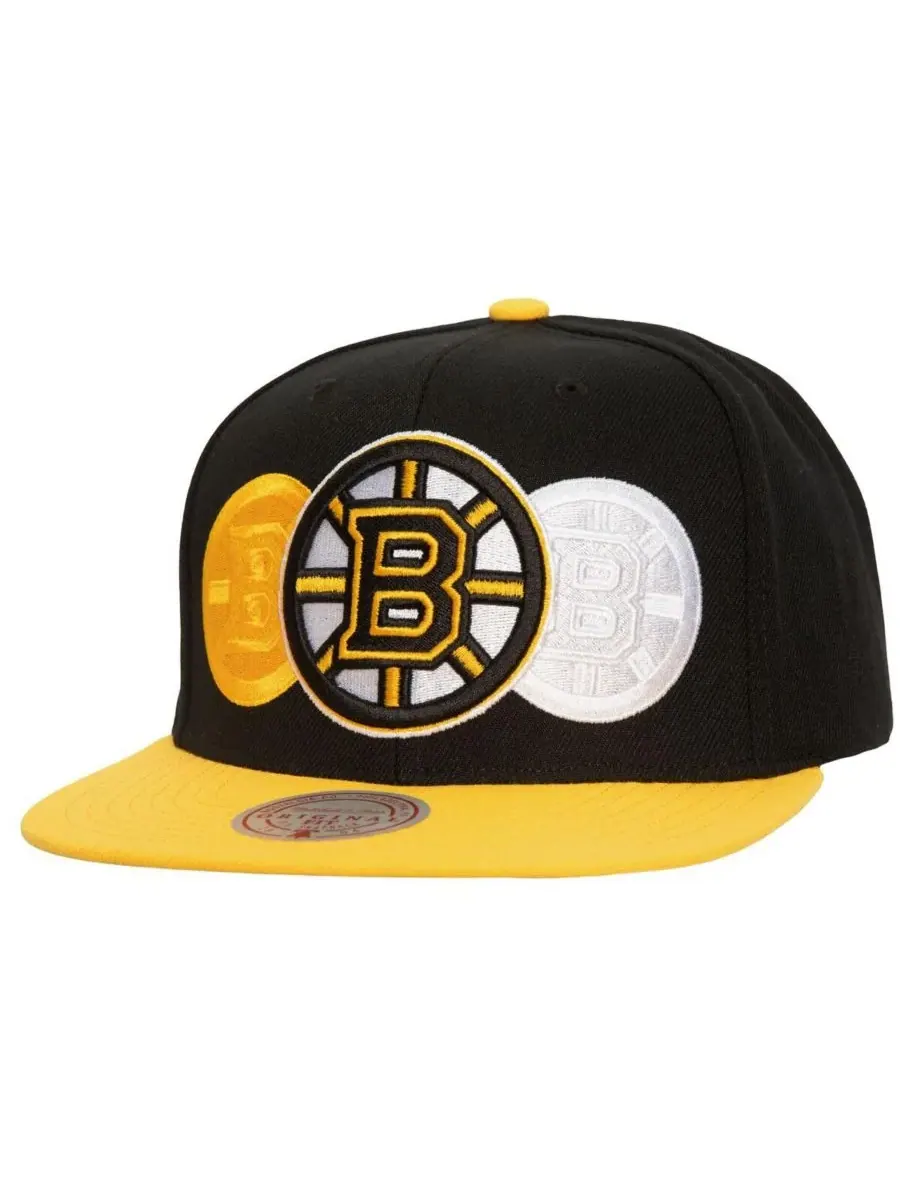 Mitchell & Ness Мужская черная кепка Boston Bruins Soul Triple Up Snapback — изображение 1 из 4, черный
