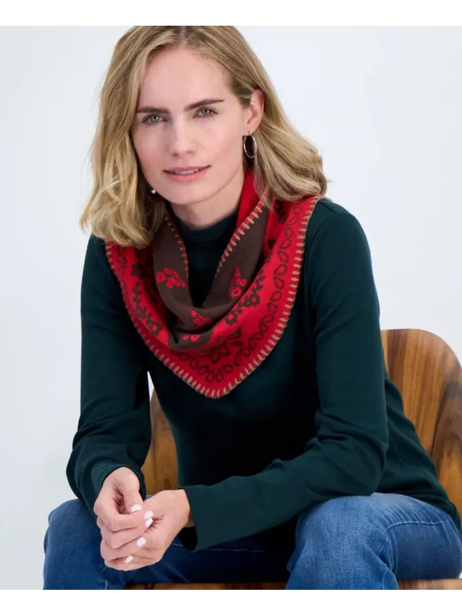 Треугольный вязаный шарф с принтом Paisley Bandana Style & Co — изображение 2 из 4, красный
