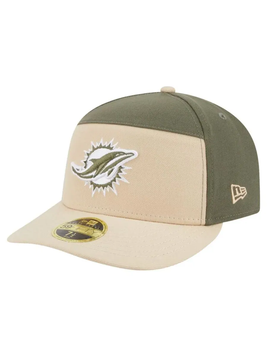 New Era Мужская бейсболка 59FIFTY светло-бежевого/оливкового цвета с раздельными панелями, модель — изображение 1 из 5