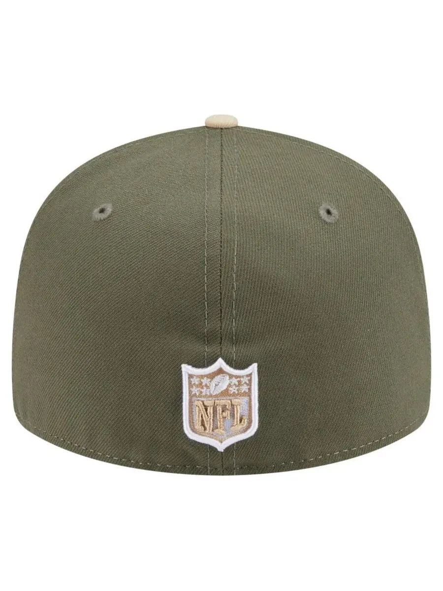 New Era Мужская бейсболка 59FIFTY светло-бежевого/оливкового цвета с раздельными панелями, модель — изображение 4 из 5