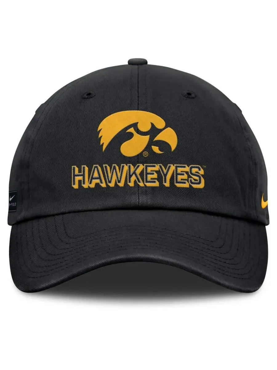 Nike Мужская черная регулируемая кепка Iowa Hawkeyes 2025 On-Field Club — изображение 2 из 4, черный